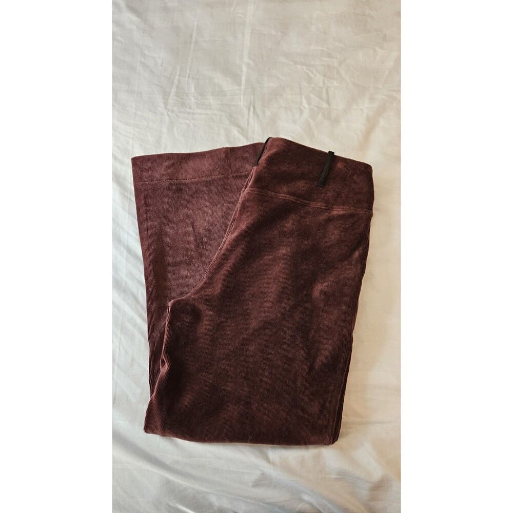 Lysse New York Womens XL Plush Corduroy Wide Leg Pants Burgundy Wine Stretch